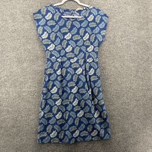 Seasalt Cornwall Dress Womens 4 Blue Leaf Print A-Line Flowy Ladies Pairie Boho